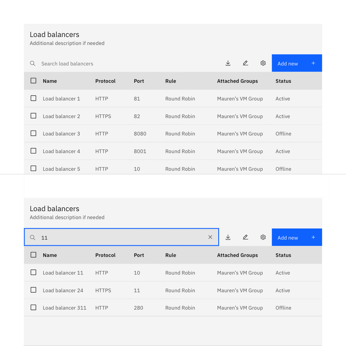 data table search